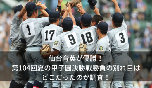 仙台育英が優勝！第104回夏の甲子園決勝戦、勝負の別れ目はどこだったのか調査！